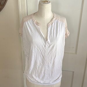 Mango White and Light Pink Blouse